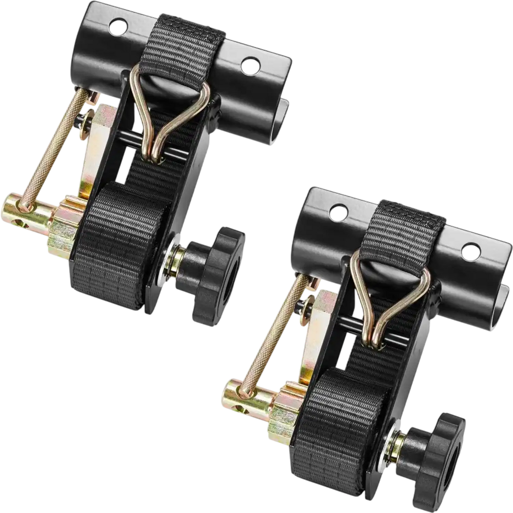 VEVOR Ladder Rack Ratchet Straps, 1.87-2 in Black Round Tube Mount, 1.5 in Wide x 7.4 ft Long Black Ladder Rack Straps with Double J-Hooks, 500 lbs Load Heavy Duty, Cargo Buckle Lock Strap (2 Pack)