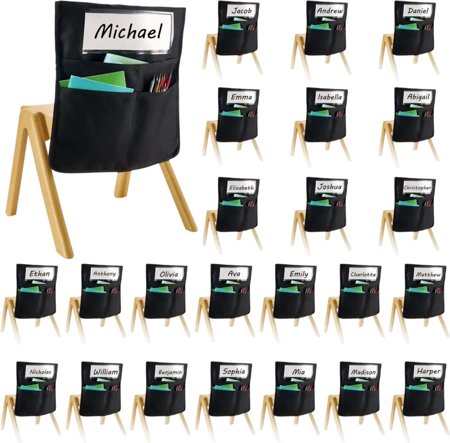 Vevor Chair Pockets Classroom Chairback Buddy Pocket Organizer 24-Pack 14
