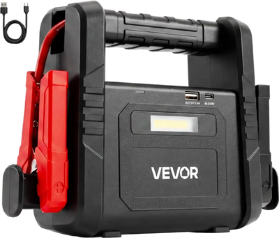 VEVOR Jump Starter 6000A Peak Portable Car Battery Booster Jump Box 12V, for Up to Most Gas / 10.0L Diesel Engine, Power Bank, 3 Mode Emergency LED Flashlight, Lithium Battery Pack, with USB Output