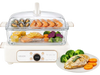 VEVOR Electric Food Steamer 6.3 QT Glass with 2-Tier Stainless Steel Trays, 1200W Vegetable Steamer for Cooking, 1-3 Servings, Pre-Programmed Settings, Delay Start, for Veggies, Seafood & Rice, White