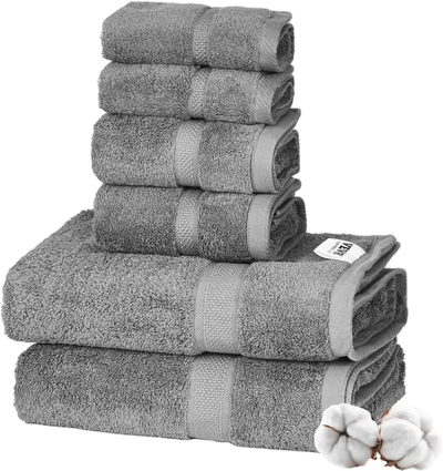 Vevor Towel Set 6-Piece 600 GSM 100% Cotton Bath Towels New
