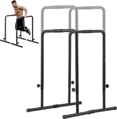 VEVOR Dip Bars, 440 lbs Capacity, Heave Duty Dip Stand Station with Adjustable Height, Fitness Workout Dip Bar Station Stabilizer Parallette Push Up Stand, Parallel Bars for Strength Training Home Gym