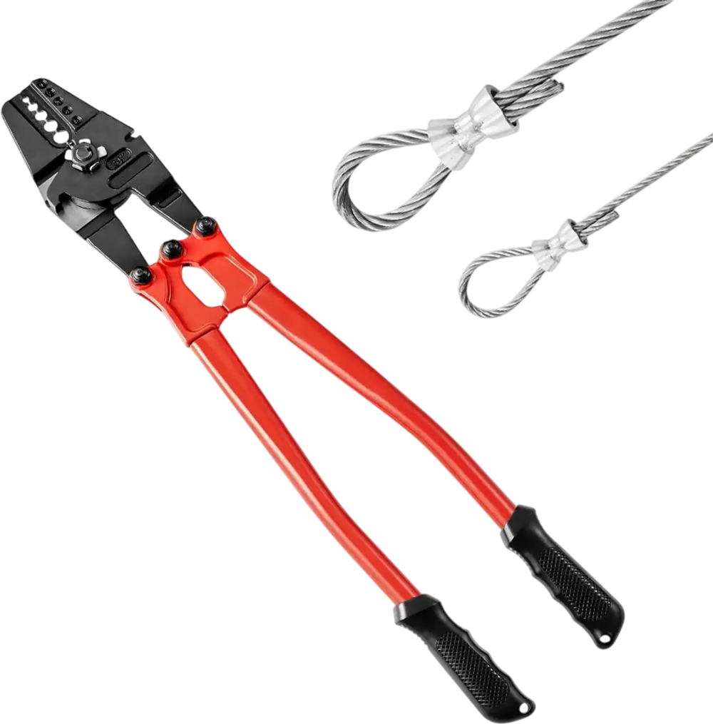 VEVOR 24" Hand Swager Cable Wire Rope Cutter Swage 1/16" 3/32" 1/8" 5/32" 3/16" Aluminum Sleeves Copper