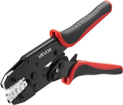 VEVOR Crimping Tool, 24-10 AWG Ratcheting Wire Crimper Tool, Labor-Saving Electrical Terminal Crimp Pliers with Clear Metric & AWG Markings, Quick Release, Adjustable Pressure for Multiple Terminals