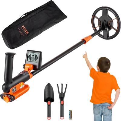 VEVOR Metal Detector for Kids, 6 Inch, 25''-37'' Adjustable Gold Detector, IP68 Waterproof Search Coil with LCD Display Advanced DSP Chip, Lightweight for Junior & Youth Detecting Gold Coin Treasure