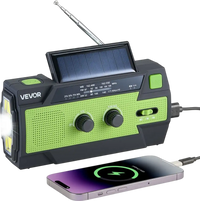VEVOR Emergency Weather Radio, 4000mAh Battery, FM/AM/WB/NOAA Alert Solar Hand Crank Emergency Radio, with USB Charging Cable, SOS Alarm and Flashlight, Portable for Outdoor Emergencies, Camping