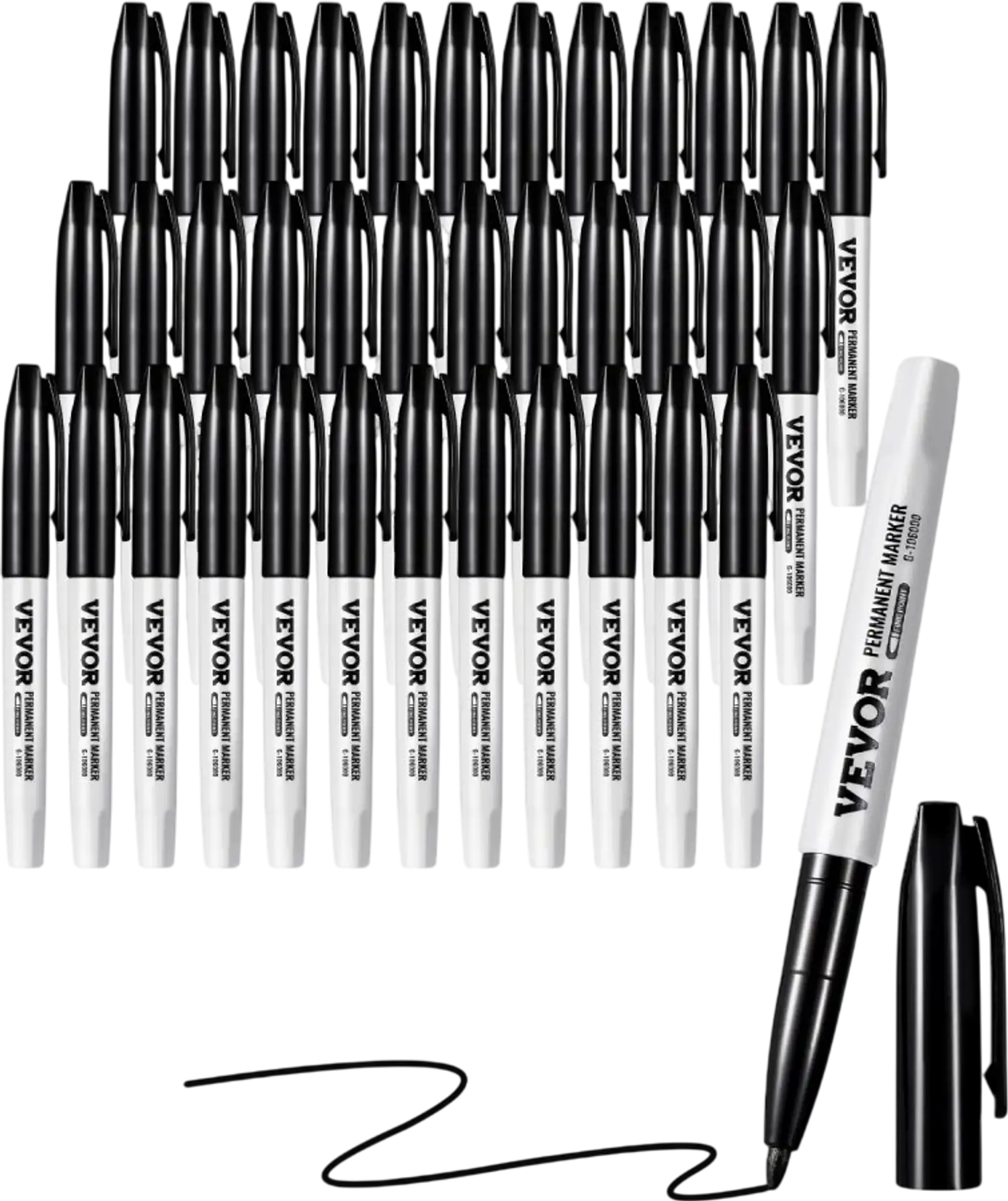 Vevor Permanent Markers 36-Pack Fine Point Waterproof Black Marker Set New