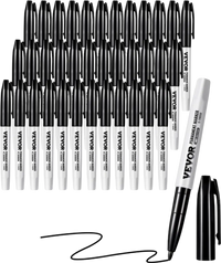 VEVOR Permanent Markers, 36 Pack Black Permanent Marker Set, Quick Drying & Fade Resistant, Fine Point Markers for Plastic, Paper, Metal, and More