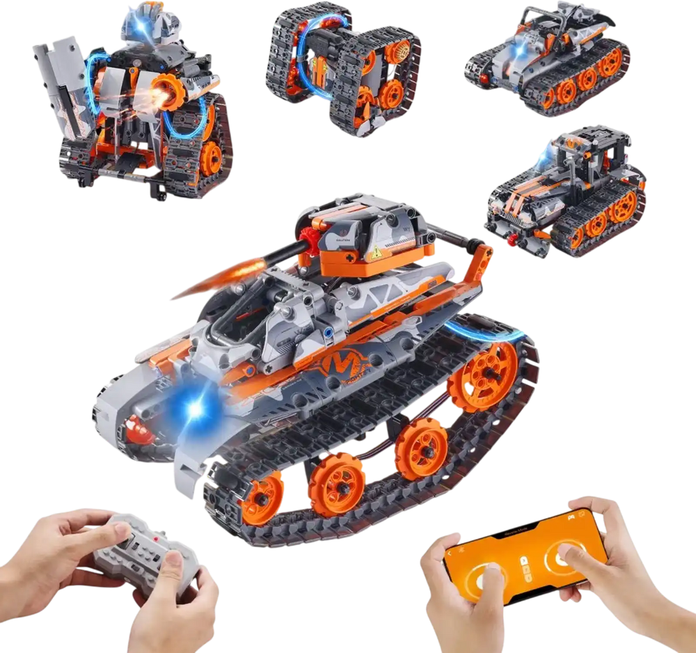 VEVOR STEM Building Toys for Kids, 5-in-1 554 PCS, Remote Control Car Building Kits Remote & APP Controlled Car/Robot/Tank/Rubik's Cube/Snowplow, RC STEM Robots Building Set for Boys Girls Aged 6+