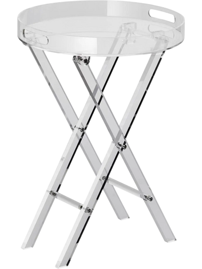 VEVOR Acrylic Folding Tray Table, Acrylic End Table with Folding X Leg, Clear Acrylic Side Table for Coffee, Drink, Food, Snack used in Living Room, Bedroom, and Study