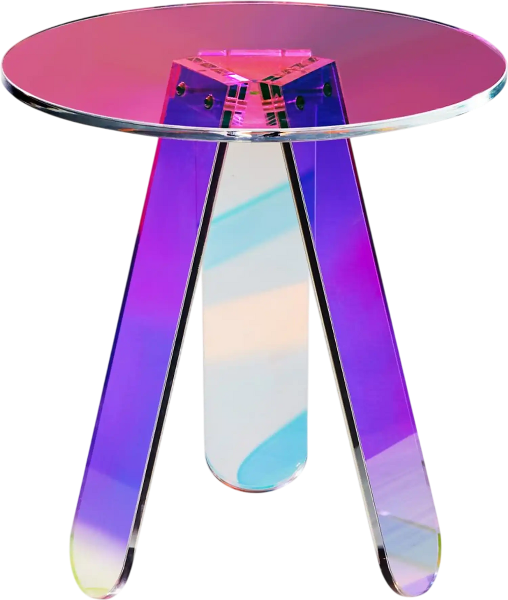 VEVOR Round Iridescent Side Table, Acrylic End Table, Clear Rainbow Acrylic Coffee Table for Drink, Food, Snack used in Living Room, Bedroom, and Study