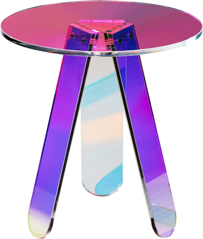 VEVOR Round Iridescent Side Table, Acrylic End Table, Clear Rainbow Acrylic Coffee Table for Drink, Food, Snack used in Living Room, Bedroom, and Study
