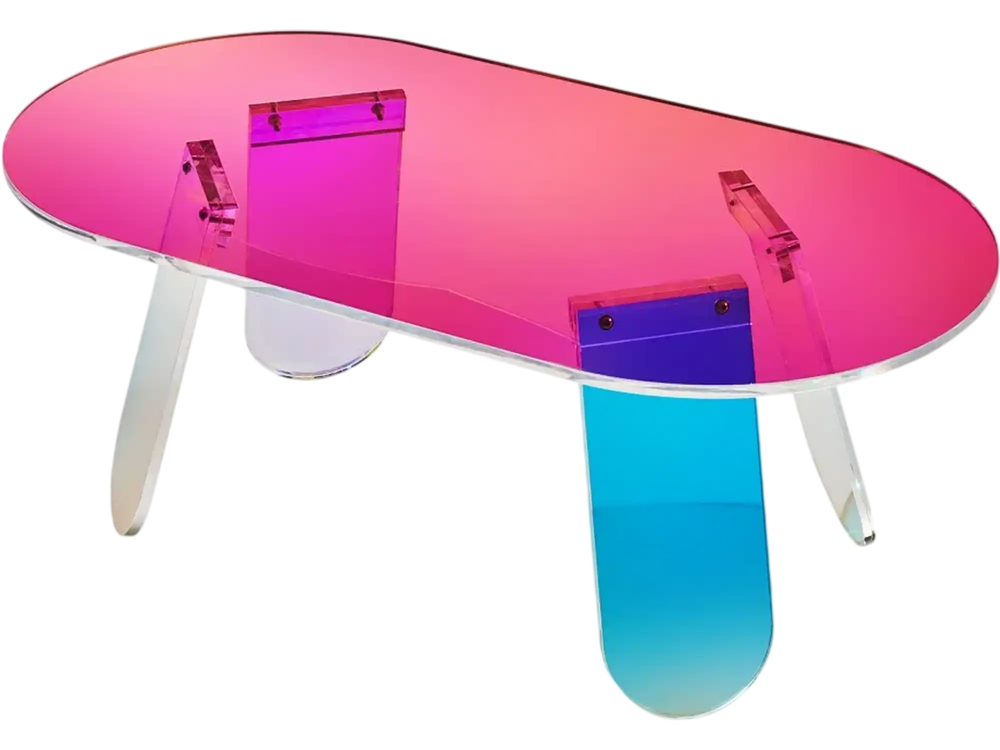 VEVOR Acrylic Coffee Table, Iridescent Acrylic End Table, 13.8 inch high Colorful Acrylic Side Table, for Coffee, Drink, Food, Snack used in Living Room, Courtyard, Terrace