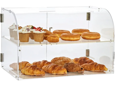 VEVOR Pastry Display Case, 2-Tier Commercial Countertop Bakery Display Case, Acrylic Display Box with Rear Door Access & Removable Shelves, Keep Fresh for Donut Bagels Cake Cookie, 22