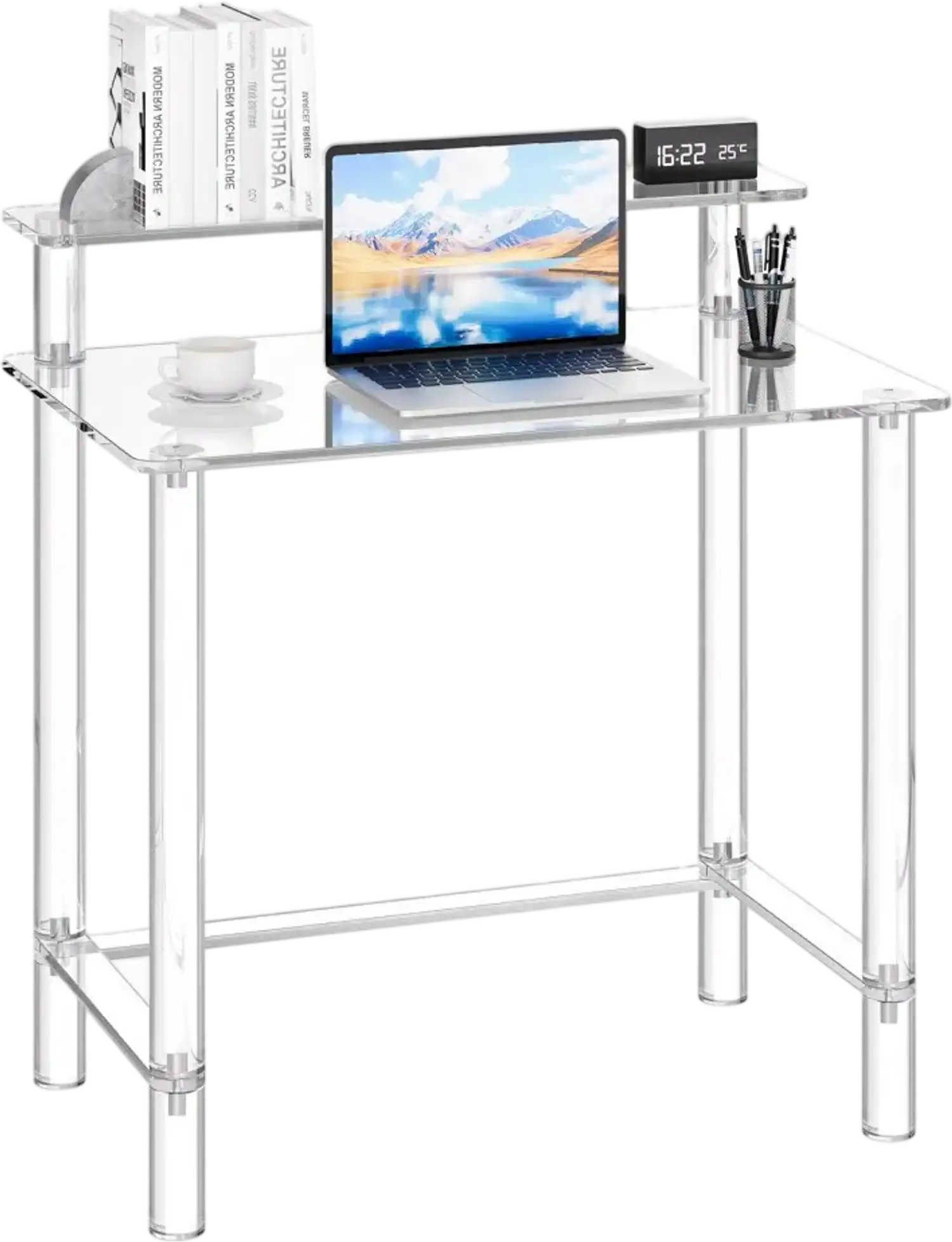 Vevor Acrylic Table Clear 2-Tier Monitor Stand Desk 19.7 x 31.5 x 34.7