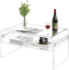 VEVOR Acrylic Coffee Table, 2 Tiers Center Table with Storage Shelf, Modern Rectangle Acrylic Coffee Desk, Ideal for Dining Room, Kitchen Island, Restaurant, Office, 19.7 x 31.5 x 15 in (Clear)