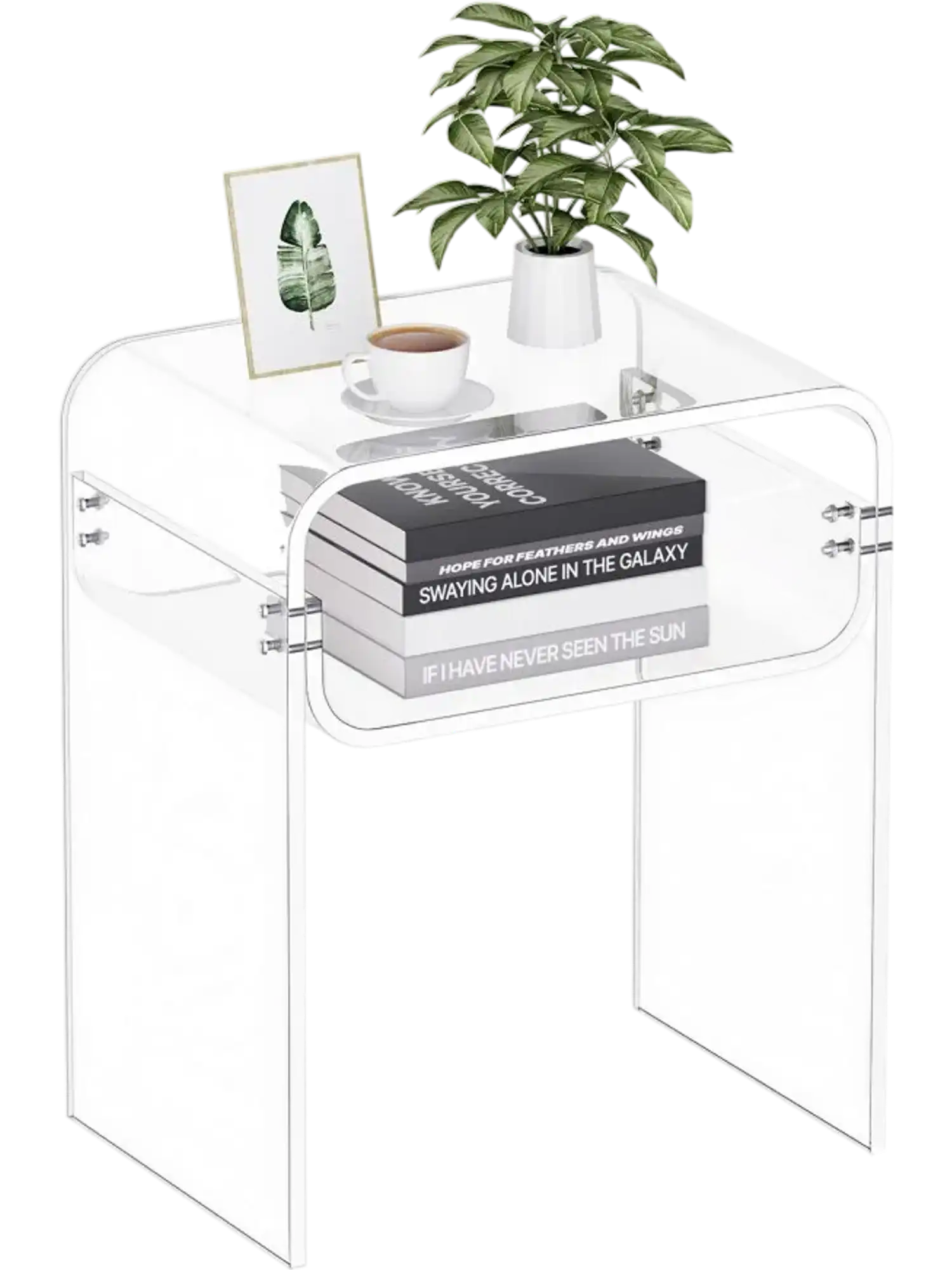 Vevor Acrylic Side Table 2-Tier Clear Storage Shelf Nightstand 11.8 x 15.7 x 19.7