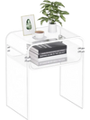 VEVOR Acrylic Side Table, 2 Tiers Clear Bedside Table with Storage Shelf, Modern Rectangle Acrylic End Desk, Transparent Thick Nightstand for Bedroom, Living Room, Study, 11.8 x 15.7 x 19.7 in (Clear)