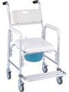 VEVOR Bedside Commode Chair with Wheels, 350 lbs Capacity, 4-in-1 Portable Toilet and Raised Toilet Seat with Padded Seat/Backrest/Flip-up Footrest, Detachable 5L Bucket, Shower Wheelchair for Seniors