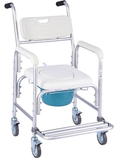 Vevor Commode Chair 4-in-1 Bedside Toilet with Wheels 350 lbs New