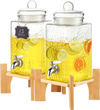 VEVOR Beverage Dispenser, 1.5 Gallon Drink Dispensers for Parties,2PC,Glass Juice Dispenser with Stand, Stainless Steel Spigot, Iced Tea Lemonade Juice Water Dispenser, for Restaurants, Hotels, Partie