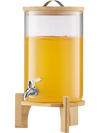 VEVOR Beverage Dispenser, 2.2 Gallon Drink Dispensers for Parties, Glass Juice Dispenser with Wood Stand, Stainless Steel Spigot, Iced Tea Lemonade Juice Water Dispensers for Parties