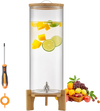 VEVOR Beverage Dispenser, 3.5 Gallon Drink Dispensers for Parties, Glass Juice Dispenser with Wood Stand, Stainless Steel Spigot, Iced Tea Lemonade Juice Water Dispensers for Parties