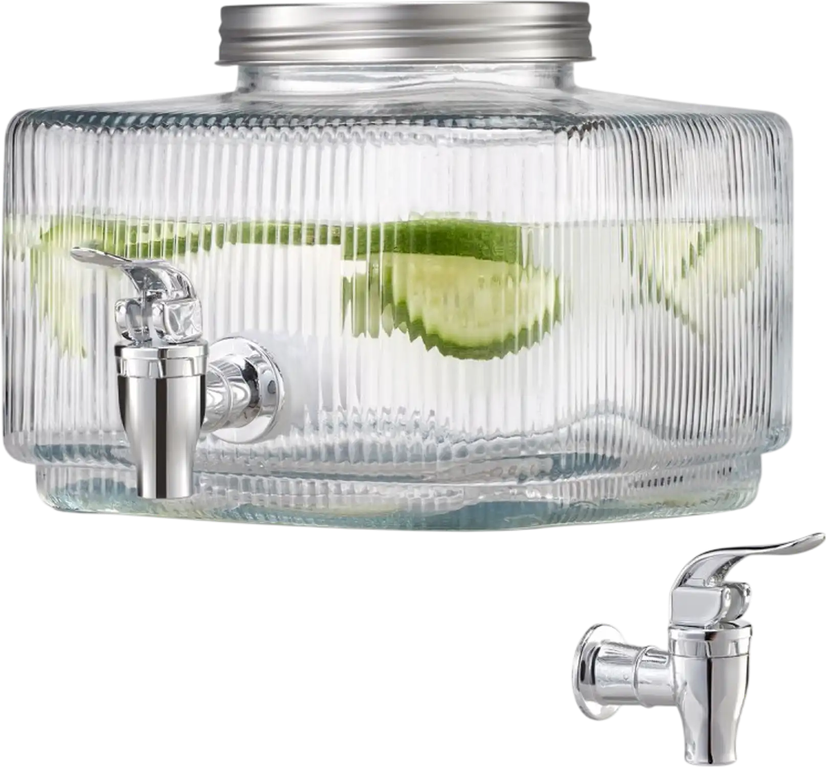Vevor Beverage Dispenser 0.8 Gallon Glass Drink Server with No-Drip Spigot and Lid New