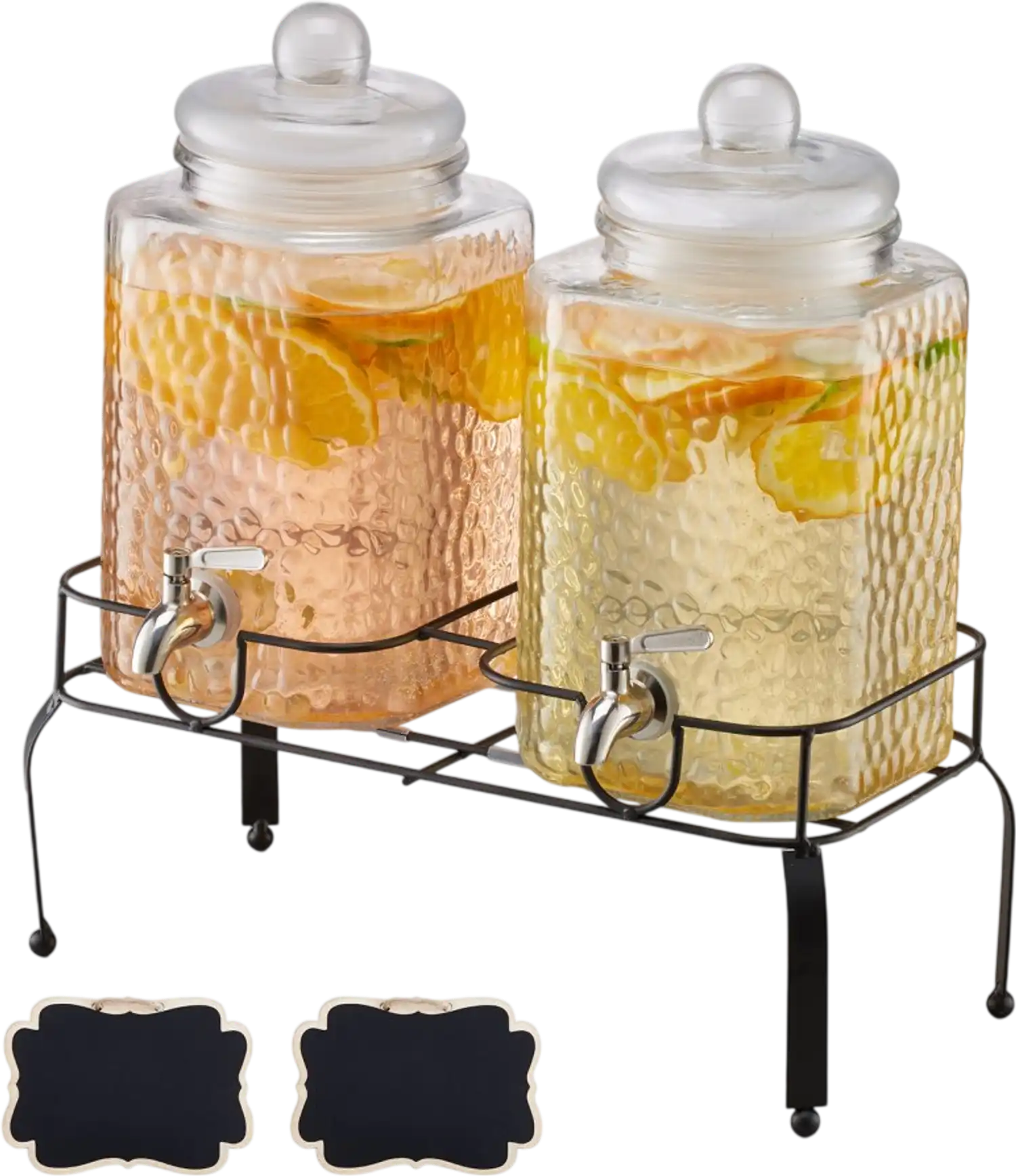 Vevor Beverage Dispenser Glass Dual Jar Drink Dispenser with Stand 2 Pack 1.5 Gal New