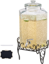 VEVOR Beverage Dispenser, 2.5 Gallon Drink Dispensers for Parties, Glass Juice Dispenser with Metal Stand, Stainless Steel Spigot, Iced Tea Lemonade Juice Water Dispensers for Parties