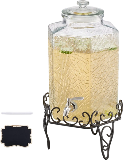 Vevor Beverage Dispenser 2.5 Gal Glass Drink Dispenser with Stand New