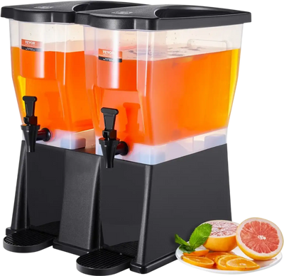 Vevor Beverage Dispenser Dual 3 Gal Party Juice Water Dispenser with Stand Spigot Lid New