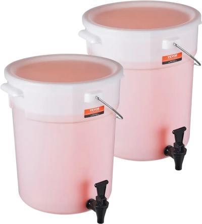 VEVOR Beverage Dispenser, 5 Gallon Drink Dispensers for Parties, Plastic Juice Dispenser with Spigot and Lid, Iced Tea Lemonade Juice Water Dispenser, for Restaurants, Hotels, Parties, 2 Pack