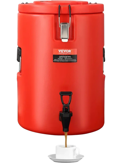VEVOR Stainless Steel Insulated Beverage Dispenser, 4.5 Gallon 17.2 Liter, Thermal Hot and Cold Drink Server Dispenser with Spigot Handle, Food-grade for Hot Tea Coffee Water Restaurant Drink Shop
