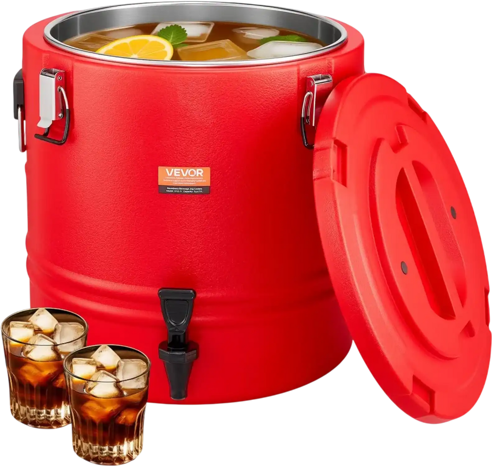 VEVOR Insulated Beverage Dispenser, 8 Gal/30.3L Thermal Hot and Cold Drink Server Dispenser with Spigot, Food-Grade Cooler Jug with 304 Stainless Steel Interior, for Tea Coffee Restaurant Outdoor