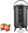 VEVOR Insulated Beverage Dispenser, 3.2 Gal/12L Stainless Steel Thermal Drink Server with Spigot & Temp Display, Suitable for Hot and Cold Drinks, for Tea Coffee Water in Cafes & Restaurants, Black