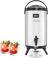 VEVOR Insulated Beverage Dispenser, 2.4 Gal/9.2L Stainless Steel Thermal Drink Server with Spigot & Temp Display, Suitable for Hot and Cold Drinks, for Tea Coffee Water in Cafes & Restaurants, Silver