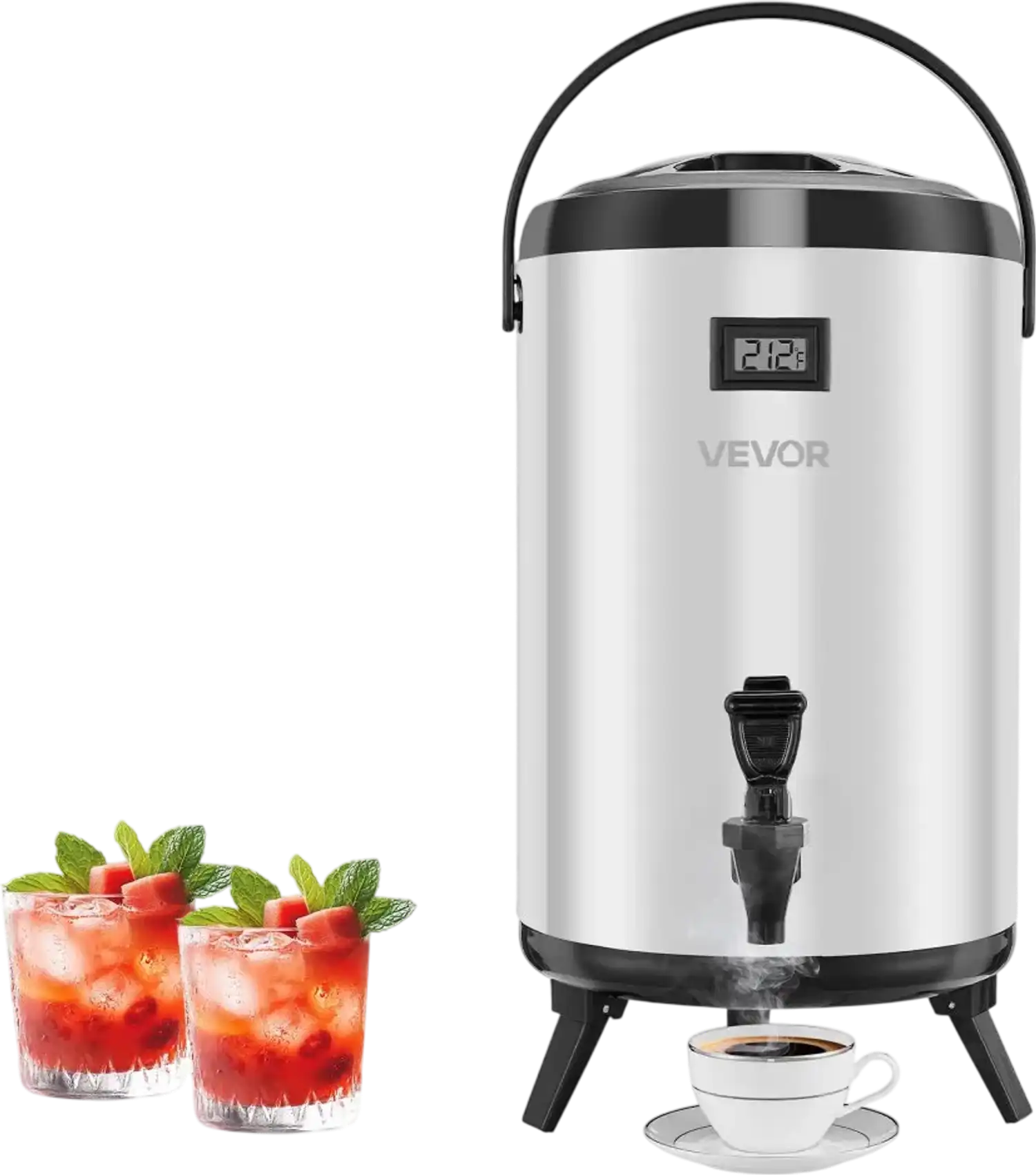 Vevor Beverage Dispenser 3.2 Gal Stainless Steel Thermal Drink Server for Hot and Cold Drinks New