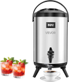 VEVOR Insulated Beverage Dispenser, 2 Gal/7.6L Stainless Steel Thermal Drink Server with Spigot & Temp Display, Suitable for Hot and Cold Drinks, for Tea Coffee Water in Cafes & Restaurants, Silver