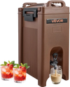 VEVOR Insulated Beverage Dispenser, 5 Gal/19L Hot and Cold Beverage Server with Spigot & Handle, Food-Grade Thermal Drink Dispenser Cooler for Tea Coffee Water in Cafes & Restaurants, Brown
