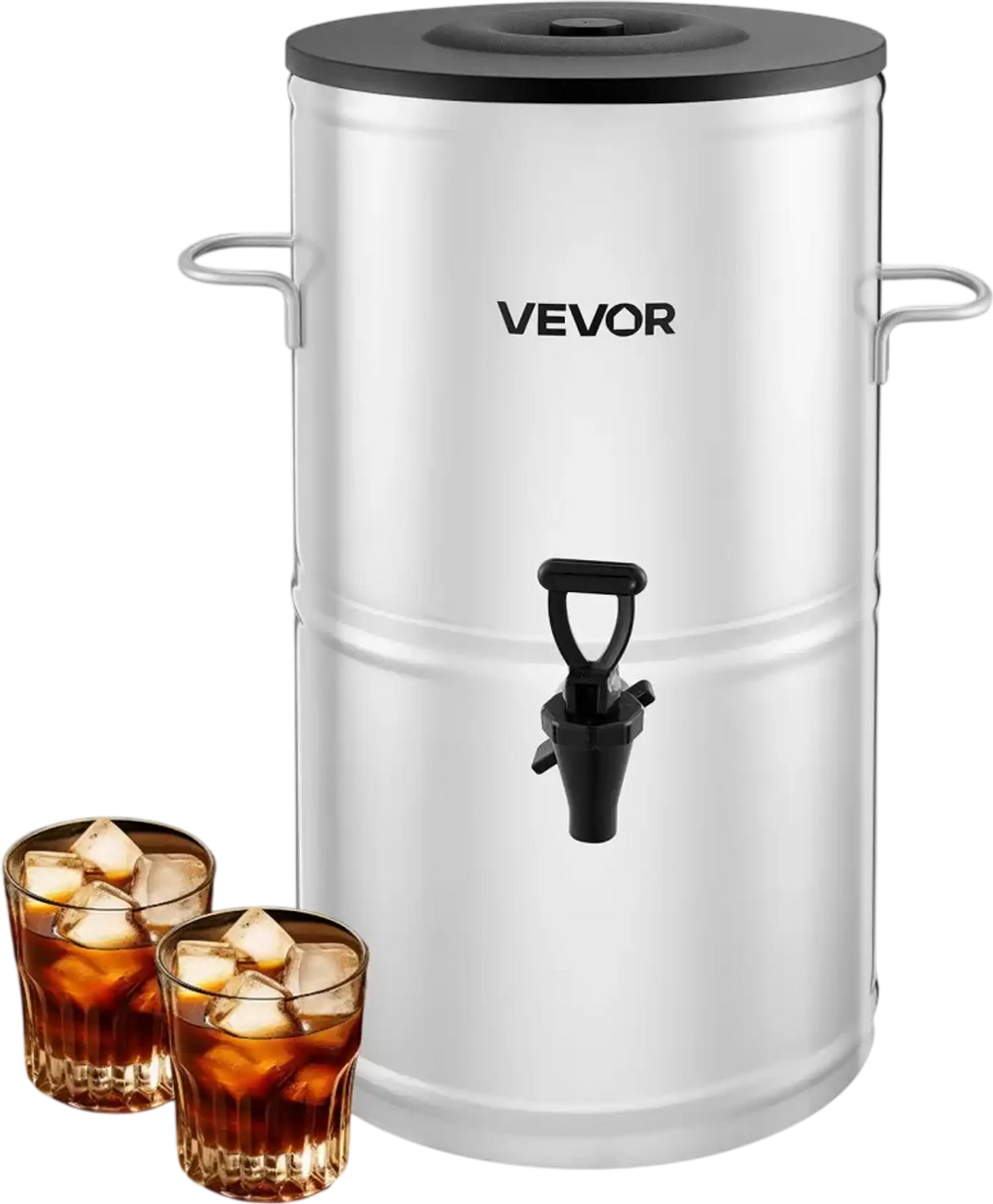 VEVOR Ice Tea Dispenser, 4 Gal/15L 304 Stainless Steel Beverage Dispenser with Spigot & Handle, Suitable for Hot and Cold Drinks, for Iced Tea Coffee Water in Cafes & Restaurants