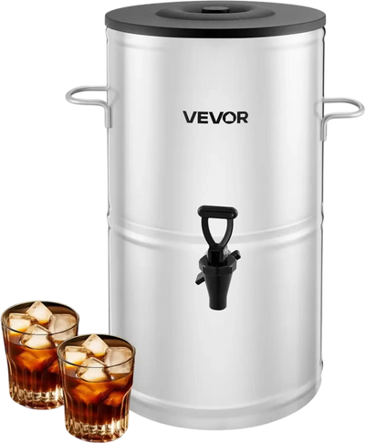 VEVOR Ice Tea Dispenser, 4 Gal/15L 304 Stainless Steel Beverage Dispenser with Spigot & Handle, Suitable for Hot and Cold Drinks, for Iced Tea Coffee Water in Cafes & Restaurants