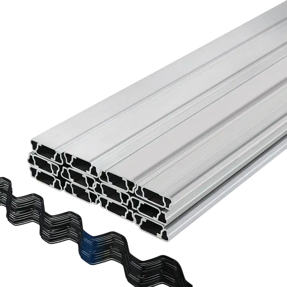 VEVOR Spring Wire and Lock Channel,6.56ft Spring Lock & U-Channel Bundle for Greenhouse, 20 Packs PE Coated Spring Wire & Aluminum Alloy Channel, Plastic Poly Film or Shade Cloth Attachment with Screw