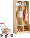 VEVOR 2-Section Kids Coat Locker, Wooden Toddler Cubby Storage Organizer with 4 Hooks & Anti-Tip Kit, Modern Kid Coat Cubbies with 4 Small Open Storage Boxes for Home, Kindergarten, Daycare, Natural