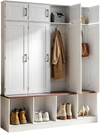 VEVOR Hall Tree with Bench and Shoe Storage, 59" Wide, 4-in-1 Entryway Hall Tree with Bench, Hanging Hooks, Storage Cabinet, and Shoe Cabinet, Wooden Furniture for Mudroom, Entryway, Hallway, White