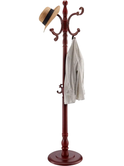 Vevor Coat Rack Freestanding Wooden Coat Tree with 11 Hooks and Stable Base New