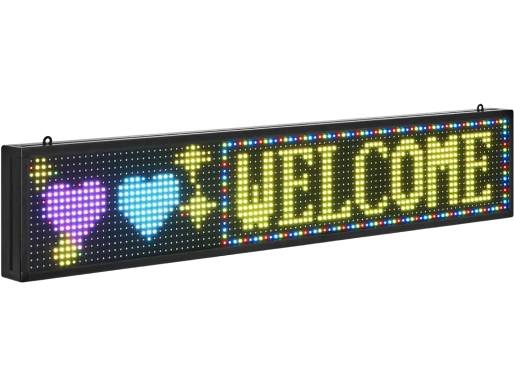 VEVOR Programmable LED Sign, P10 Full Color Flexible Digital Scrolling Panel, DIY Custom Text Pattern GIF Display Board, Bluetooth APP Control Message Shop Sign for Store Business Advertising, 40x8 in