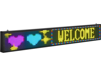 VEVOR Programmable LED Sign, P10 Full Color Flexible Digital Scrolling Panel, DIY Custom Text Pattern GIF Display Board, Bluetooth APP Control Message Shop Sign for Store Business Advertising, 52x8 in