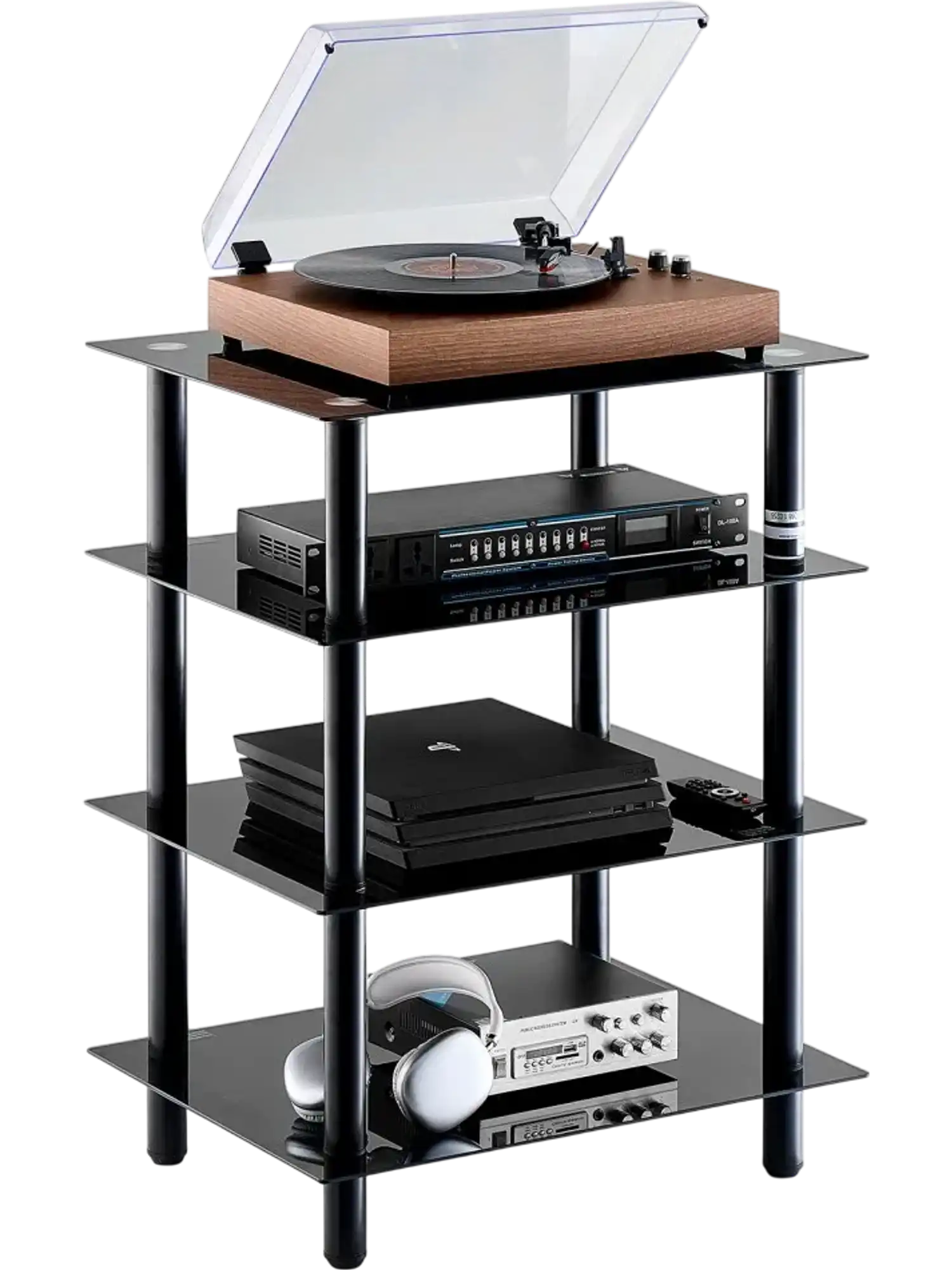 Vevor AV Media Stand 4-Tier Tempered Glass Audio Video Rack New