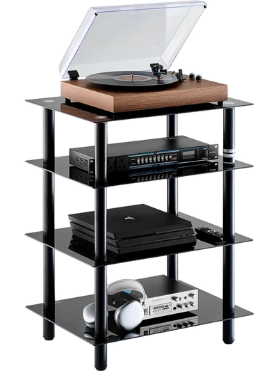 Vevor AV Media Stand 4-Tier Tempered Glass Audio Video Rack New
